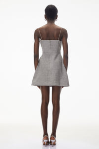 Maisy Grey Embellished Lace Mini Dress