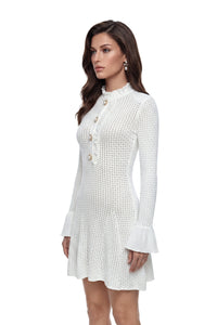Marcellina White Stretch Knit Mini Dress