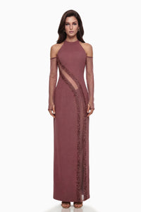 Marenka Dusty Rose Beaded Maxi Dress