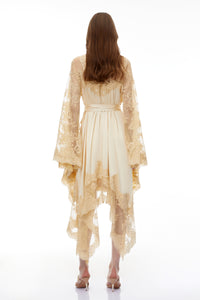 Margalit Neutral Lace Panel Mini Dress
