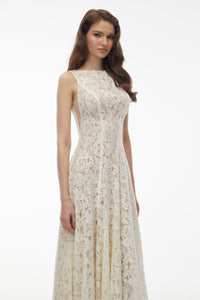 Marhuma White Floral Lace Maxi Dress