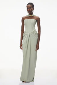 Mariella Green Halterneck Corset Maxi Gown