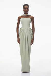 Mariella Green Halterneck Corset Maxi Gown
