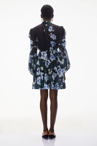 Martha Black Floral Print Mini Dress