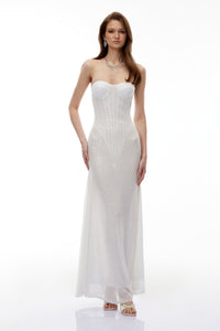 Marwen White Off Shoulder Sequin Maxi Dress