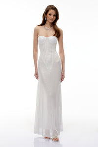 Marwen White Off Shoulder Sequin Maxi Dress