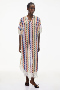 Milena Multicolor Wave Pattern Maxi Dress