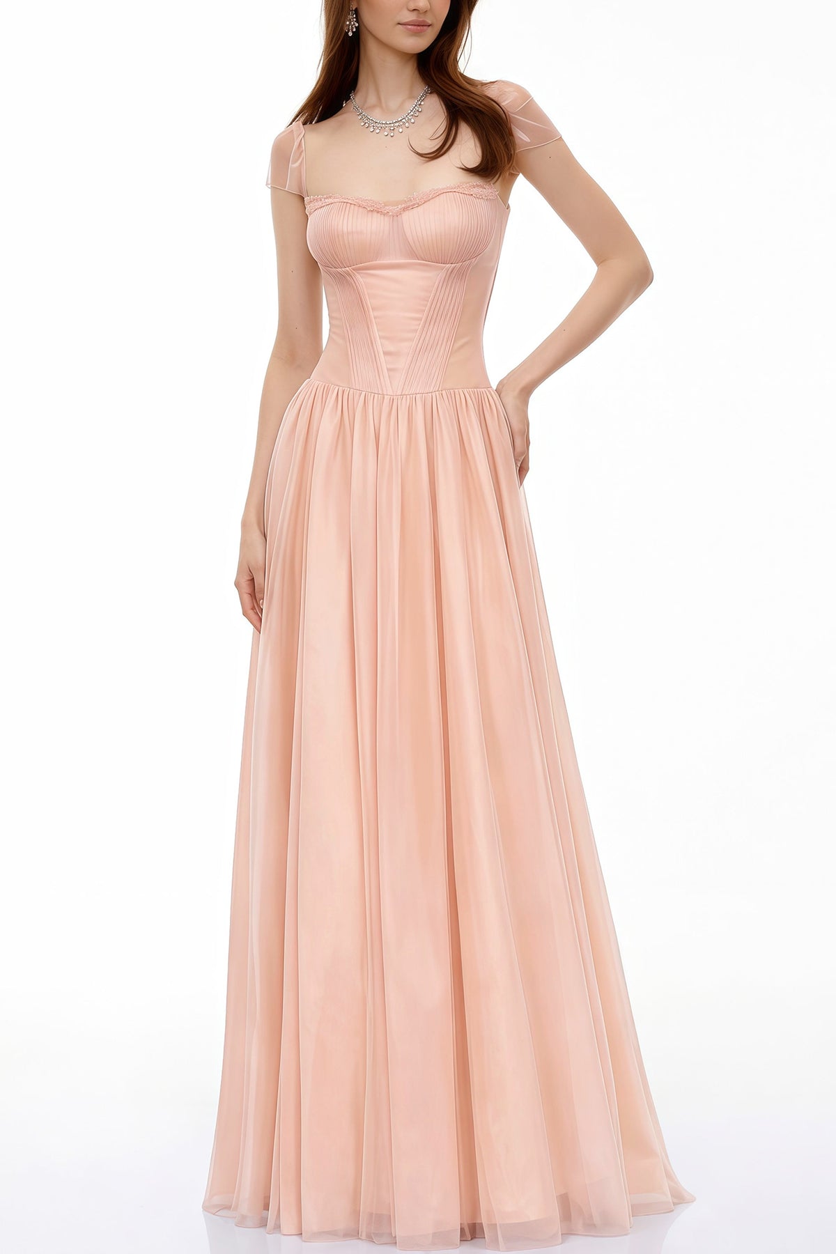 Millie Pink Ruffled Mesh Fairycore Maxi Dress