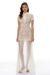Miriam Neutrals Floral Embroidered Maxi Dress