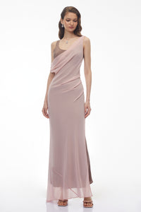 Monika Pink Color Block Asymmetrical Dress & Drape Set