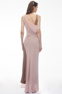 Monika Pink Color Block Asymmetrical Dress & Drape Set
