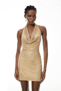 Nevaeh Gold Beaded Embellished Mini Dress