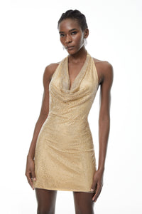 Nevaeh Gold Beaded Embellished Mini Dress