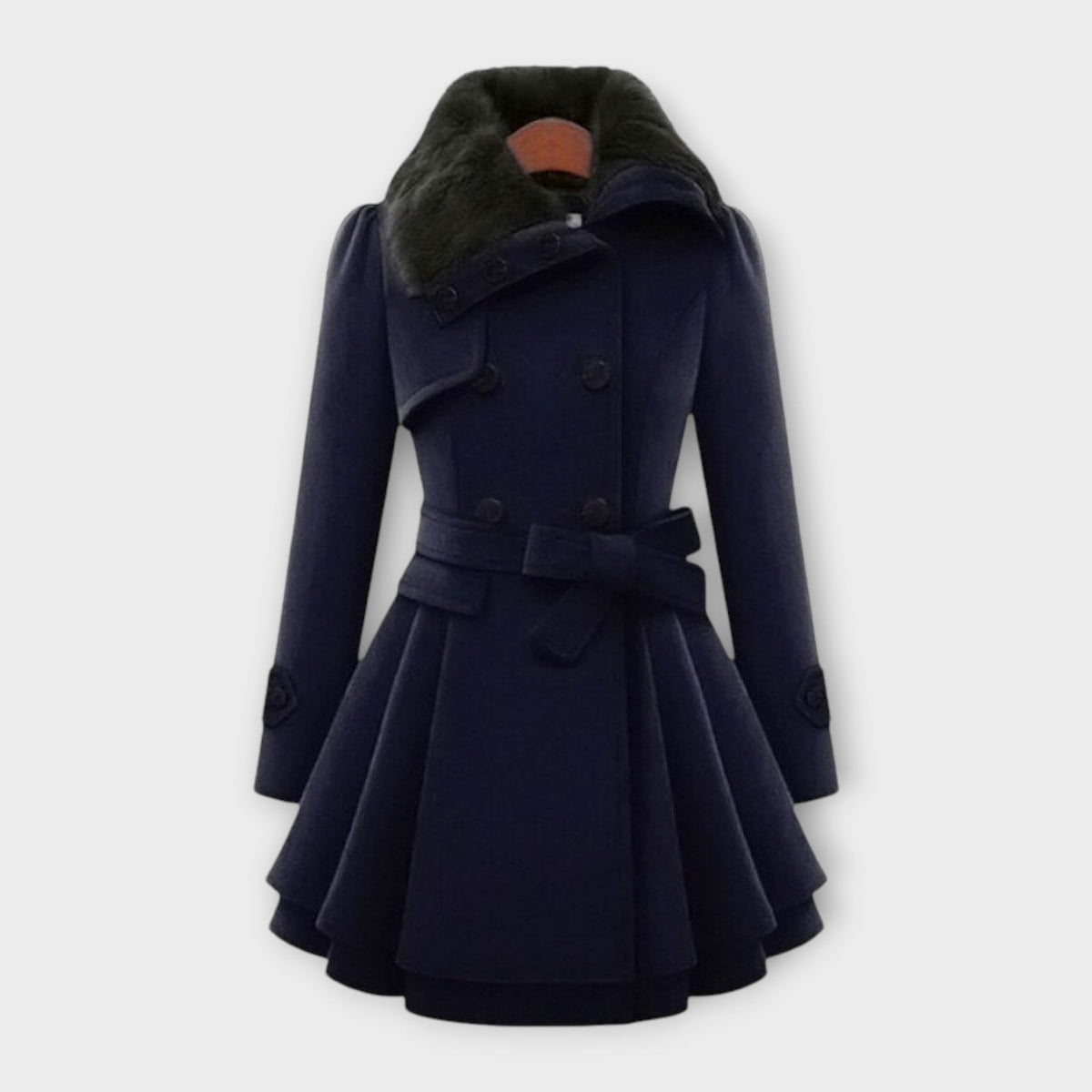 Elivara – Elegant Coat with Fur Collar
