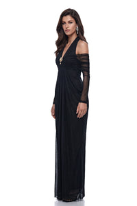 Nora Black Halterneck Cold Shoulder Maxi Dress
