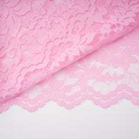Nuria Pink Ribbon Detail Floral Lace Midi Dress