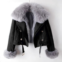 Margaux Luxe Lined Fox Fur Denim Jacket