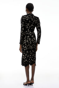Hafdis Black Floral Embroidered Midi Dress