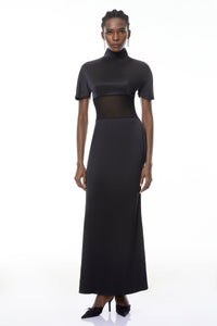 Odelia Black High Neck Sheer Maxi Dress
