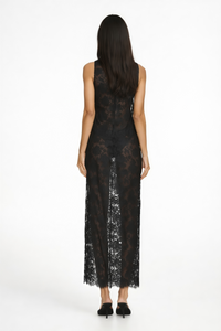 Olesya Black Semi Sheer Lace Maxi Dress