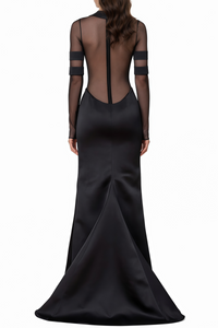 Panagiota Black Mesh-Panel Gown