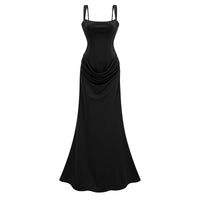 Paulette Black Ruched Corset Maxi Dress