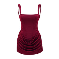 Paulette Red Ruched Bodycon Mini Dress