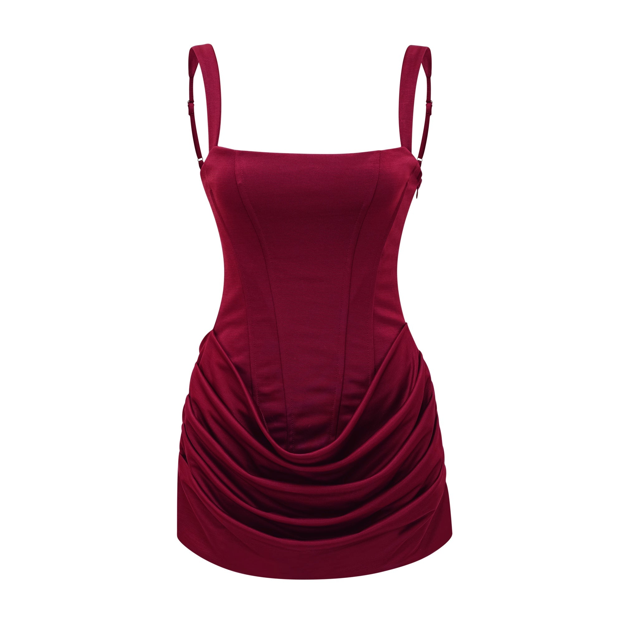 Paulette Red Ruched Bodycon Mini Dress