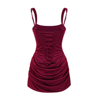 Paulette Red Ruched Bodycon Mini Dress