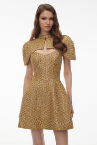 Penina Gold Cape Design Mini Dress