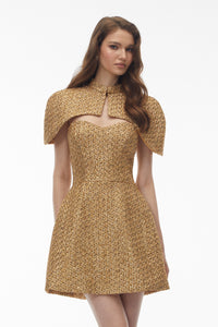 Penina Gold Cape Design Mini Dress