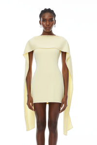 Piroska Yellow Sleeveless Pearl Trim Mini Dress
