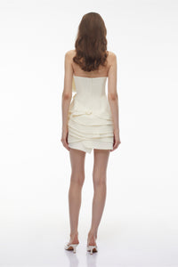 Poppy Neutral Off Shoulder Mini Dress with 3D Florals