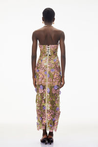 Qudsia Nude Floral Embroidered Maxi Dress