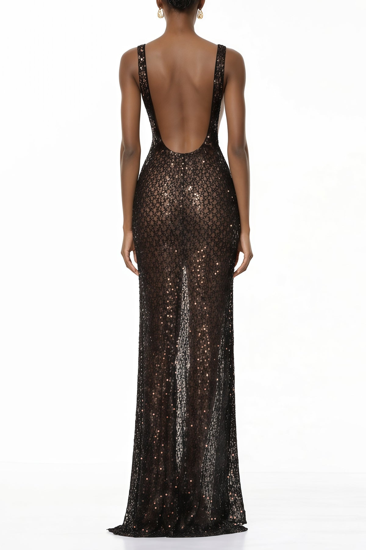 Raelynn Black Deep V-Neck Bodycon Maxi Dress