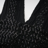 Raelynn Black Deep V-Neck Bodycon Maxi Dress