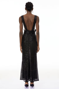 Raelynn Black Deep V-Neck Bodycon Maxi Dress