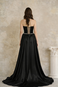 Raffaella Black Pearl Trim Maxi Gown