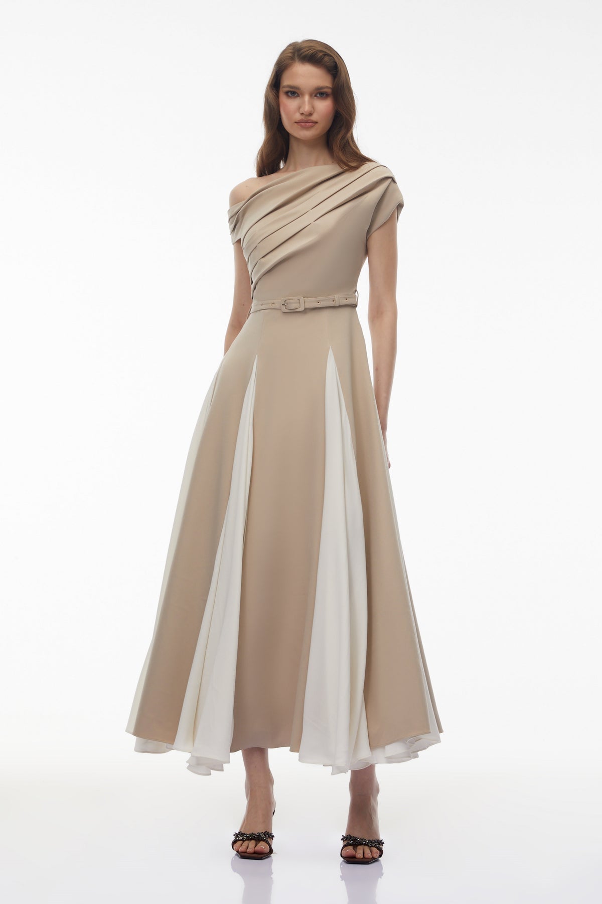 Rebecca Khaki Color Block Maxi Dress