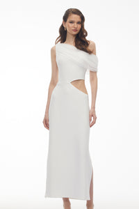 Renan White One Shoulder Cut-Out Maxi Dress