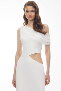 Renan White One Shoulder Cut-Out Maxi Dress