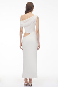 Renan White One Shoulder Cut-Out Maxi Dress