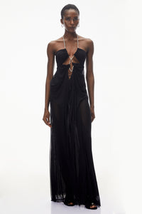 Ronit Black Semi-Sheer Mesh Maxi Dress