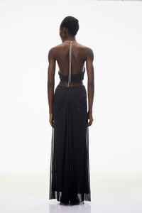 Ronit Black Semi-Sheer Mesh Maxi Dress