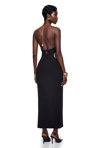 Rosalind Black Open Back Ebellished Maxi Dress