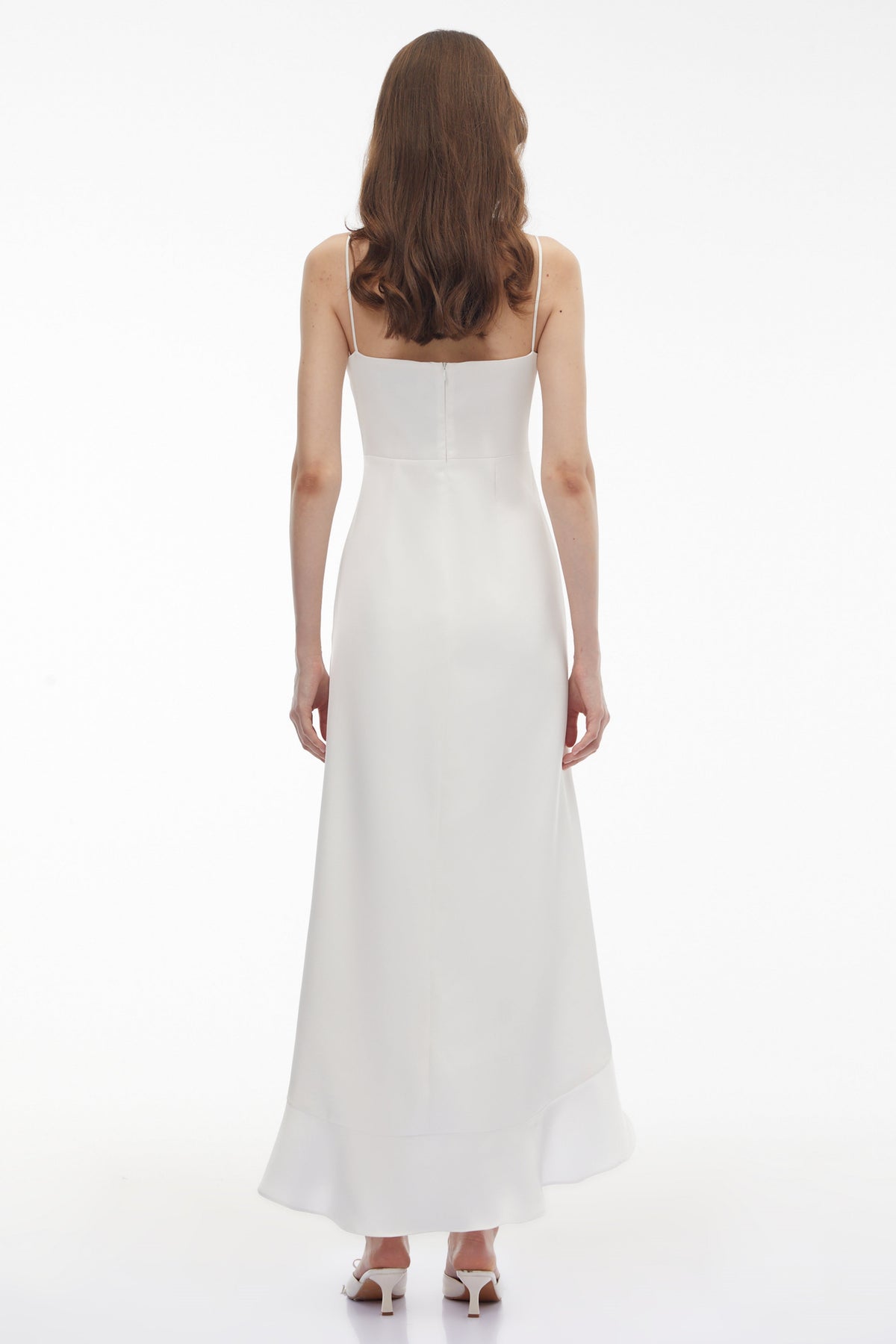 Rosie White Ruffled Maxi Dress with 3D Floral