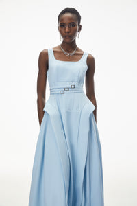Ruby Sky Blue Ruffled Ruched Maxi Dress