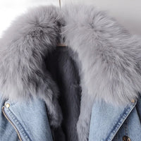 Margaux Luxe Lined Fox Fur Denim Jacket