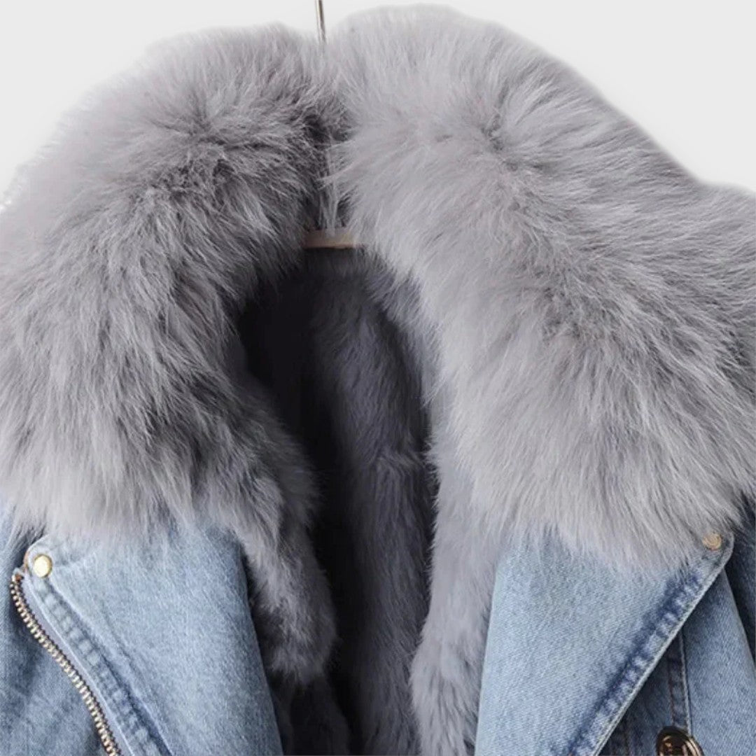 Phylicia – Plush-Collar Denim Jacket