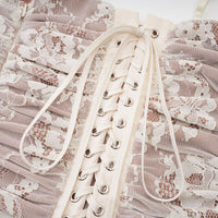 Valérie white floral lace mesh maxi dress